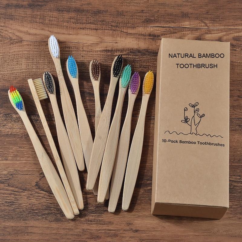 New design mixed color bamboo toothbrush Eco Friendly wooden Tooth Brush Soft bristle Tip Charcoal adults oral care toothbrush artiplantstest 