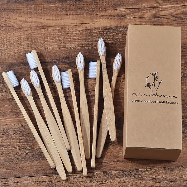 New design mixed color bamboo toothbrush Eco Friendly wooden Tooth Brush Soft bristle Tip Charcoal adults oral care toothbrush artiplantstest 10 Piece White 