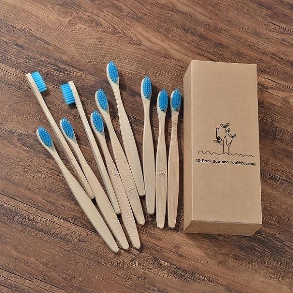 New design mixed color bamboo toothbrush Eco Friendly wooden Tooth Brush Soft bristle Tip Charcoal adults oral care toothbrush artiplantstest 10 Piece Blue 