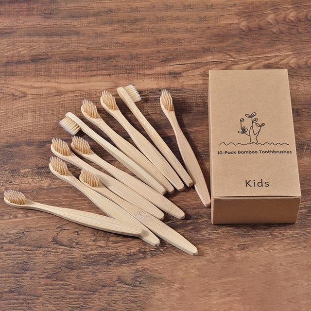 New design mixed color bamboo toothbrush Eco Friendly wooden Tooth Brush Soft bristle Tip Charcoal adults oral care toothbrush artiplantstest 10PC Kids Beige 