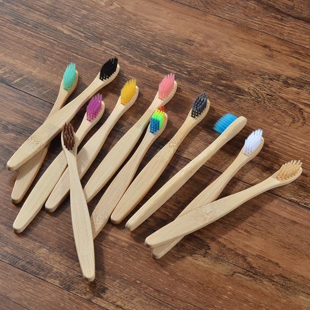 New design mixed color bamboo toothbrush Eco Friendly wooden Tooth Brush Soft bristle Tip Charcoal adults oral care toothbrush artiplantstest 10PC Kids Mixing 