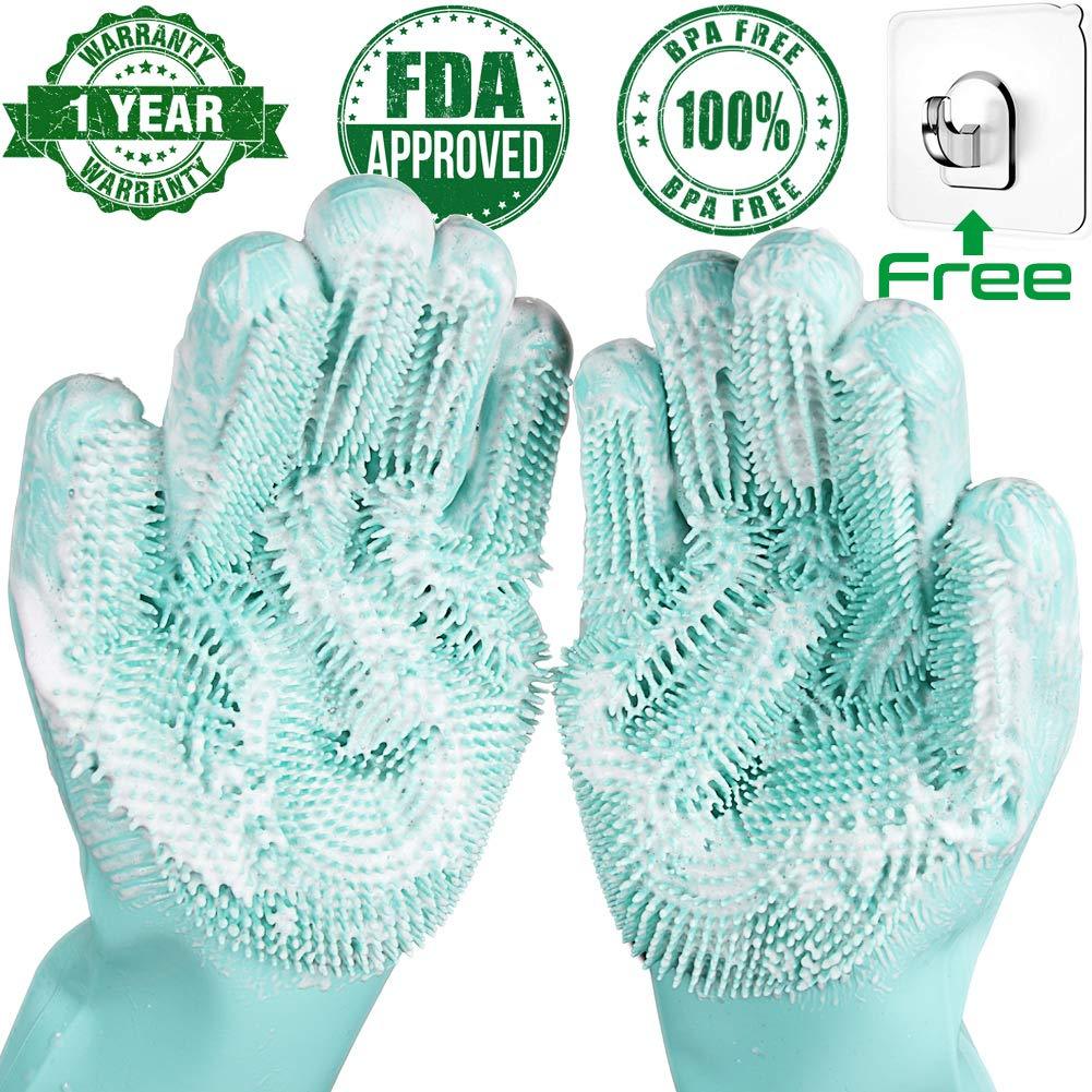 Magic Silicone Dishwashing Scrubber Dish Washing Sponge Rubber Scrub Gloves Kitchen Cleaning 1 Pair artiplantstest 