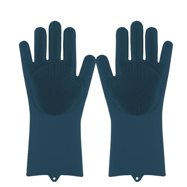 Magic Silicone Dishwashing Scrubber Dish Washing Sponge Rubber Scrub Gloves Kitchen Cleaning 1 Pair artiplantstest Deep Blue CHINA 